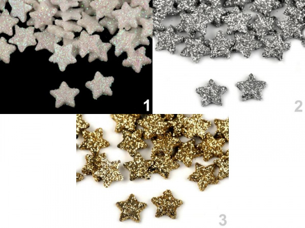 Vánoční hvězdičky s glitry Ø11 mm
