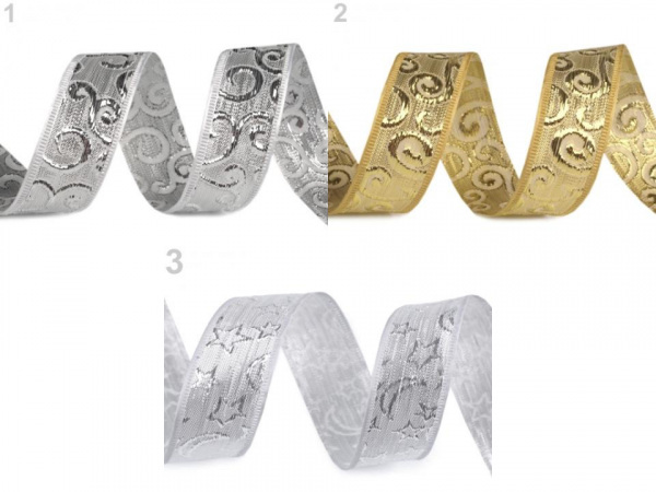 Stuha s lurexem šíře 25 mm