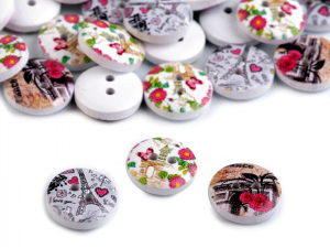 Dřevěný dekorační knoflík Paříž