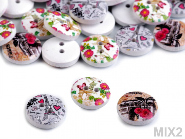 Dřevěný dekorační knoflík Paříž