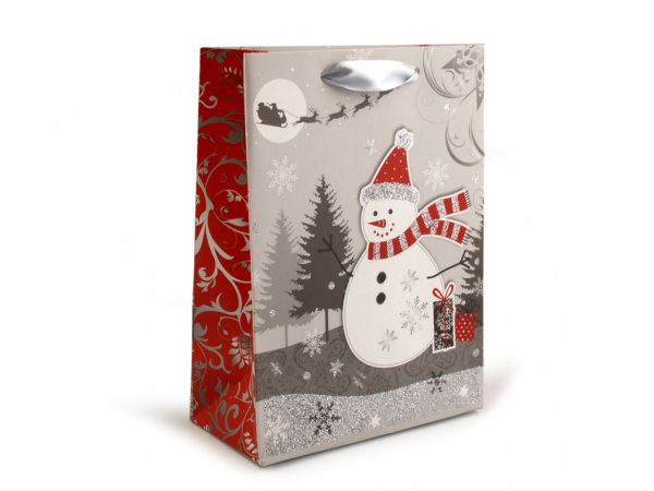 Dárková taška vánoční s glitry, malá velikost
