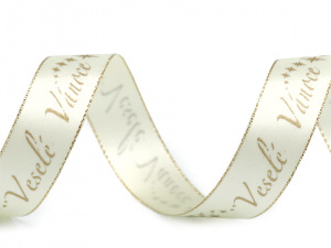 Saténová stuha Veselé Vánoce šíře 24 mm