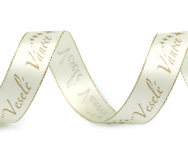 Saténová stuha Veselé Vánoce šíře 24 mm