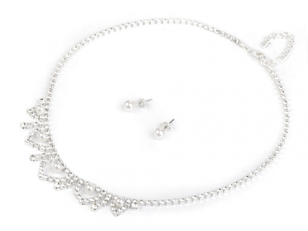 Svatební štrasová souprava s perlami - jablonecká bižuterie