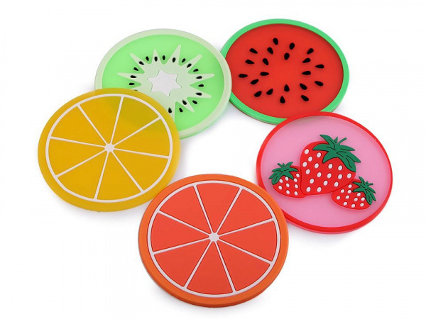 Silikonová podložka citrón, pomeranč, meloun, kiwi, jahoda Ø9 cm