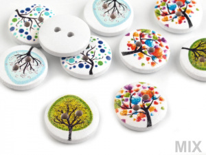 Dřevěný dekorační knoflík strom