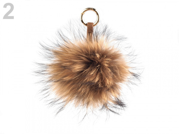 Kožešinová bambule na kabelku s karabinou z mývalovce