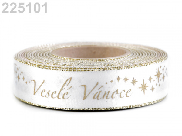 Saténová stuha Veselé Vánoce šíře 24 mm