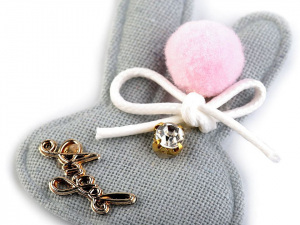 Textilní aplikace / nášivka zajíc s kamínkem