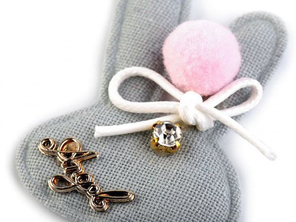 Textilní aplikace / nášivka zajíc s kamínkem