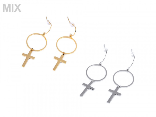 Náušnice z nerezové oceli křížek