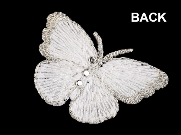 Textilní aplikace / nášivka motýl s perlami vyšívaný malý