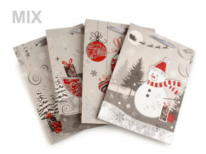 Dárková taška vánoční s glitry, malá velikost