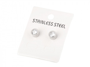 Náušnice s broušeným kamínkem z nerezové oceli
