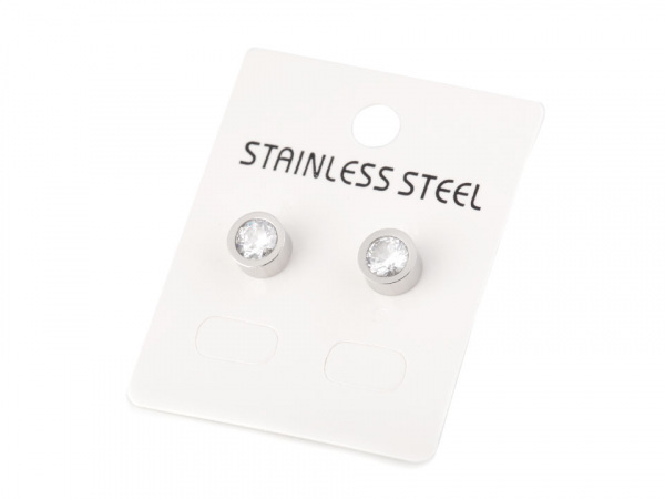 Náušnice s broušeným kamínkem z nerezové oceli