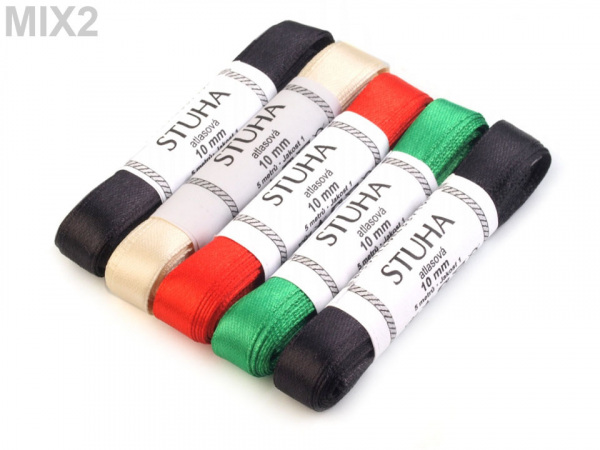 Atlasová stuha oboulící svazky po 5 m šíře 10 mm