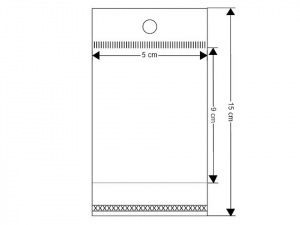 PP sáček s lepicí klopou a závěsem 5x9 cm