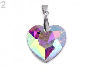 Skleněný přívěsek srdce broušené se šlupnou 28x28 mm