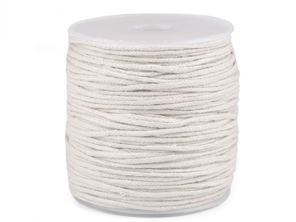 Oděvní šňůra / bavlněná příze / knot Ø2 mm splétaná