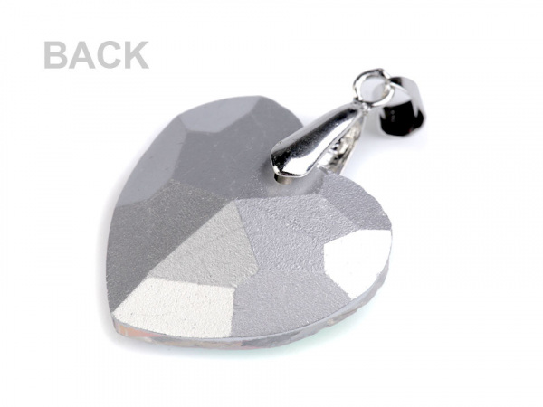 Skleněný přívěsek srdce broušené se šlupnou 28x28 mm