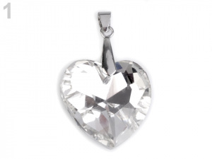 Skleněný přívěsek srdce broušené se šlupnou 28x28 mm