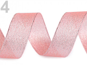 Brokátová stuha šíře 25 mm s lurexem, vánoční