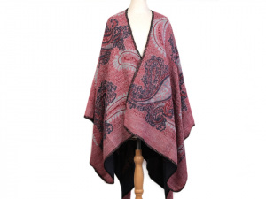 Oboustranné pončo / pléd s paisley ornamenty