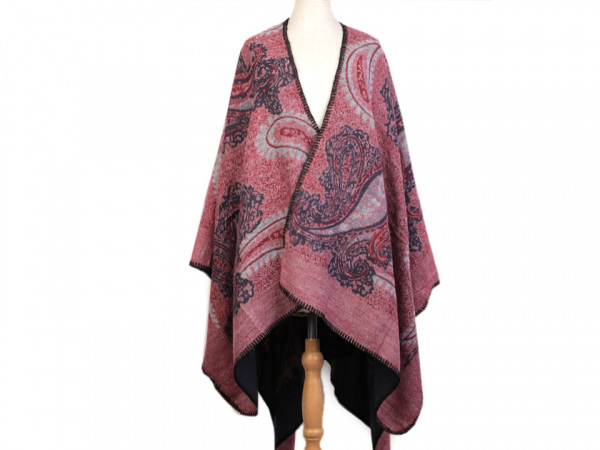 Oboustranné pončo / pléd s paisley ornamenty