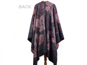 Oboustranné pončo / pléd s paisley ornamenty