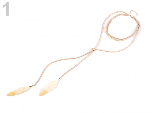 Náhrdelník choker / obojek s pírky