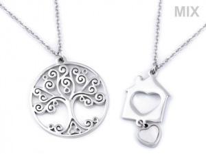 Náhrdelník z nerezové oceli srdce, strom života