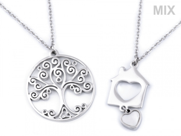 Náhrdelník z nerezové oceli srdce, strom života