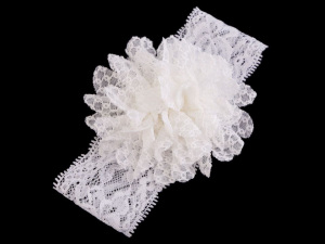 Dětská elastická čelenka do vlasů, krajková s květem