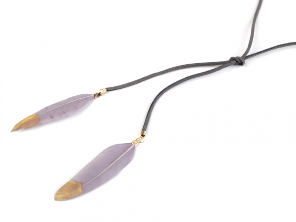 Náhrdelník choker / obojek s pírky