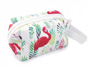 Kosmetická taška s potiskem květy a plameňák 12x19 cm