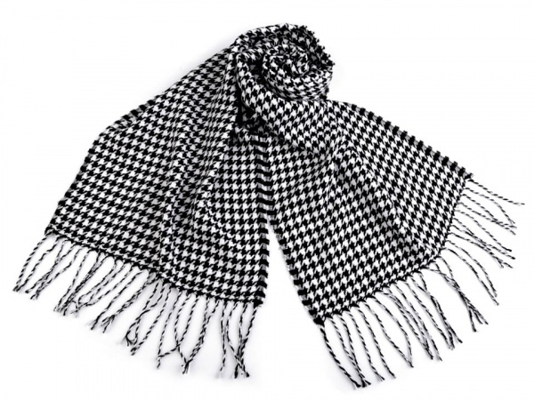 Šála kohoutí stopa s třásněmi