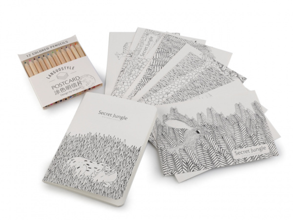 Kreativní sada pastelky, pohlednice a zápisník Languo