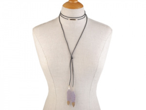 Náhrdelník choker / obojek s pírky