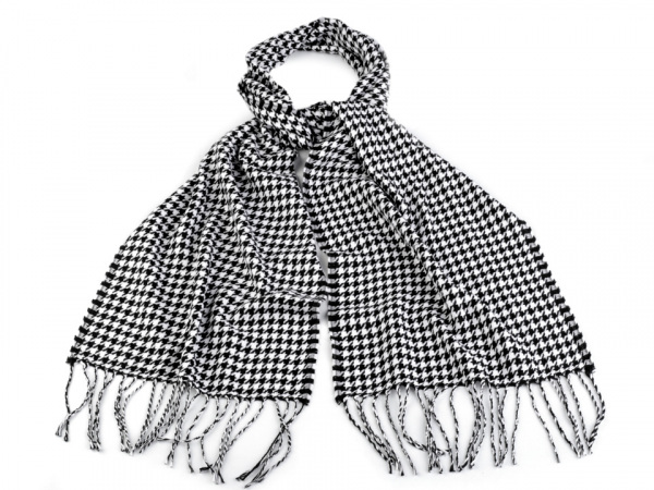 Šála kohoutí stopa s třásněmi