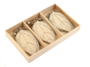 Kovová dekorace list s rolničkami