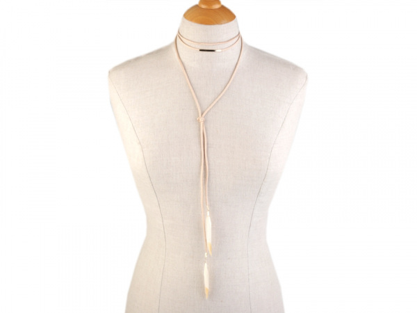 Náhrdelník choker / obojek s pírky