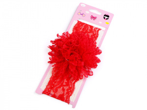 Dětská elastická čelenka do vlasů, krajková s květem