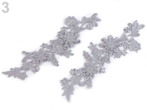 Krajková aplikace / vsadka 3D 10x28 cm