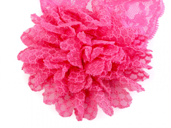 Dětská elastická čelenka do vlasů, krajková s květem