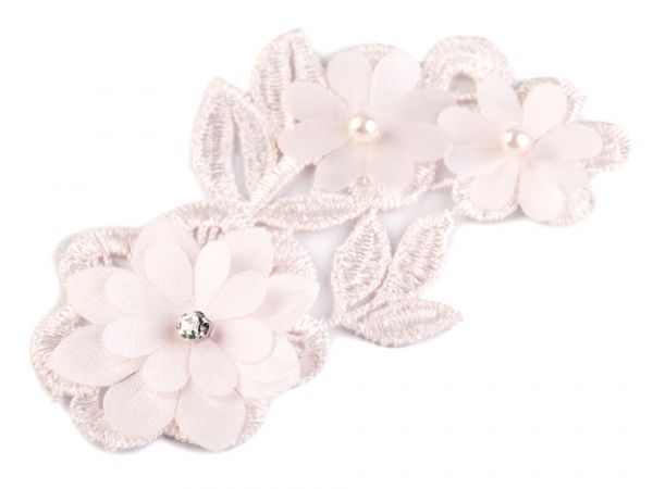 Krajková aplikace / vsadka 3D 6,3x12 cm