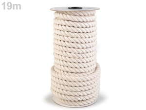 Bavlněná šňůra kroucená Ø14 mm tuhá, macrame