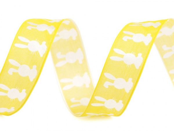 Stuha s drátem šíře 25 mm zajíc