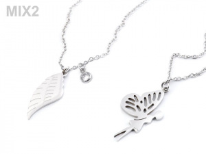 Náhrdelník víla, křídlo z nerezové oceli