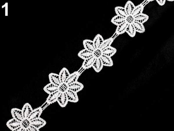 Vzdušná krajka / vsadka šíře 42 mm květy