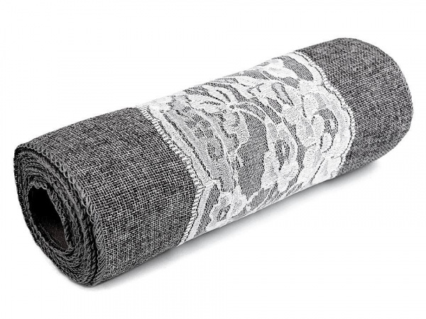 Imitace juty / běhoun šíře 24 cm s krajkou